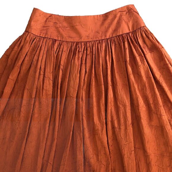 Talbots Crinkle Silk Drop Waist Skirt Womens 6P Copper Midi Elegant NWT $149 - Picture 3 of 11